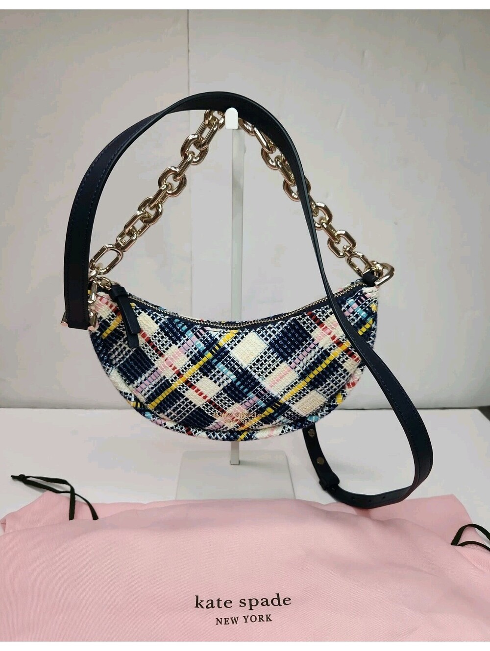 Kate Spade New York Smile Tweed Fabric Small Crossbody Parchment Multi NWOT - Picture 2 of 9
